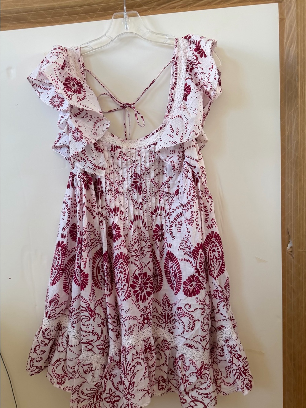 Ruffled Tie-Back Dress in Berry Floral